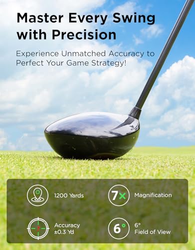 Golf Rangefinder with Slope, 1200Y Laser Range Finder, 7X Magnification, Flag Lock with Vibration, USB-C Rechargeable, Waterproof Z311115
