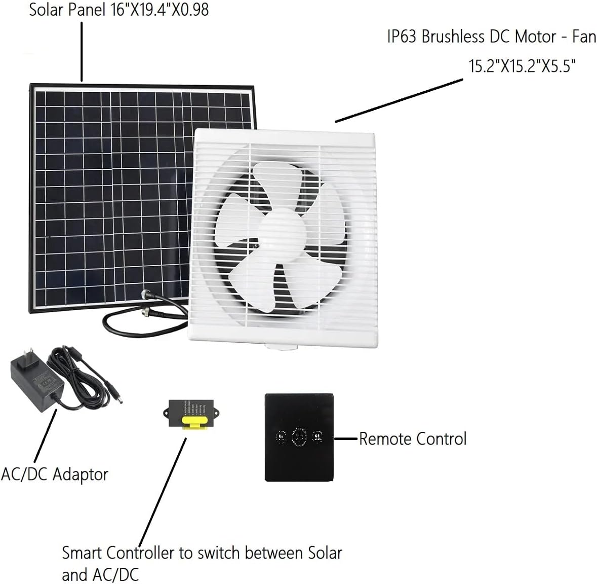 12" Brushless Solar Attic Exhaust Fan L8838