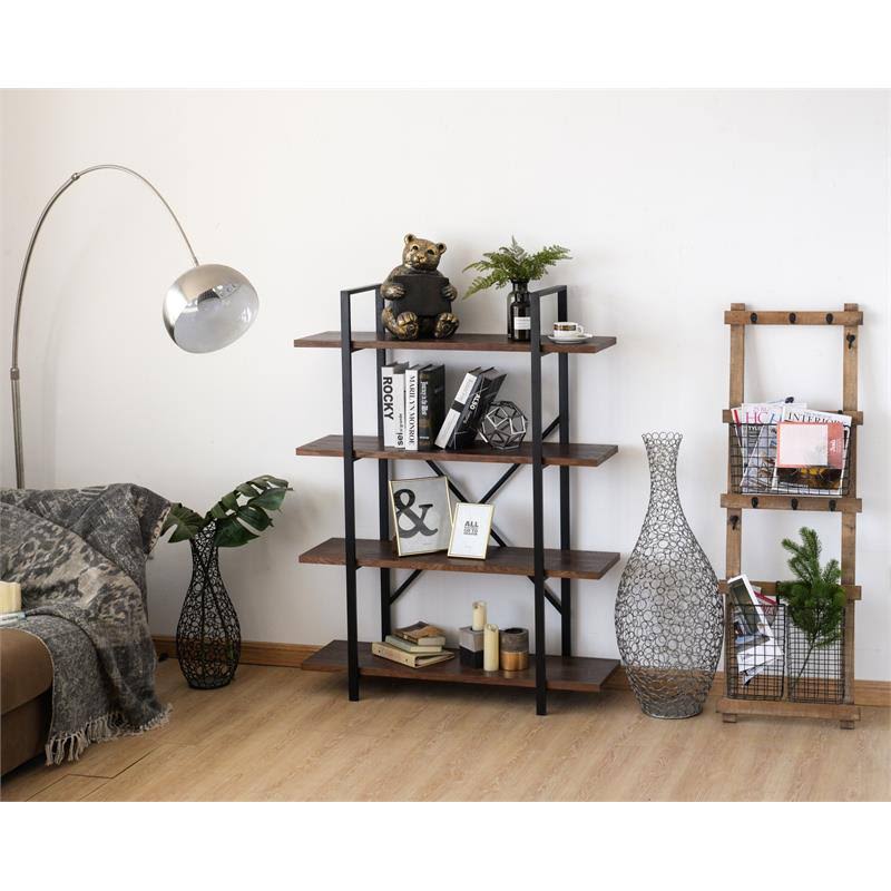 Walnut Brown 4 Shelf Etagere Bookcase A380