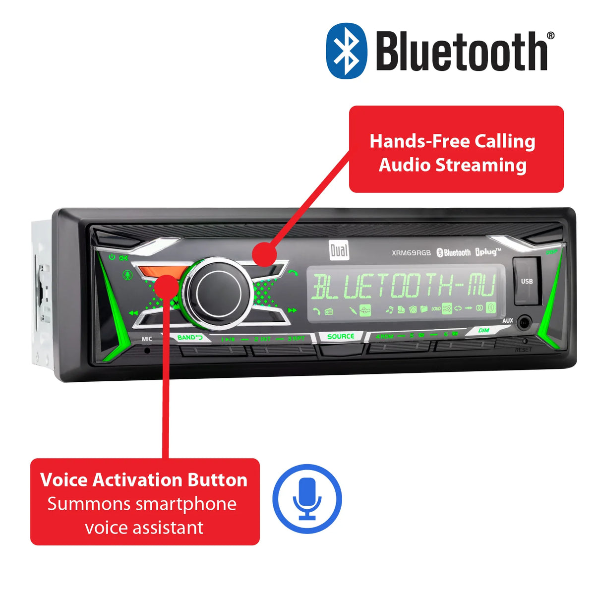 Single DIN Car Stereo Digital Media Receiver with Bluetooth B313