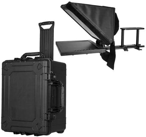 15-inch High Bright Beam Splitter Teleprompter with Rolling Case, Adjustable Frame - Black F160759