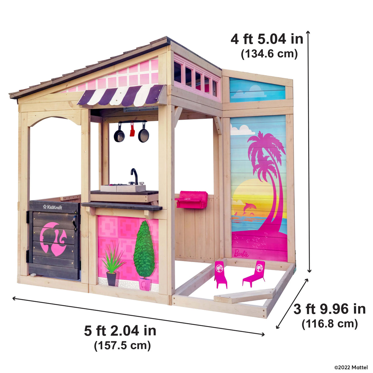 Wooden Outdoor Playhouse with Doll Table and Chairs X38747