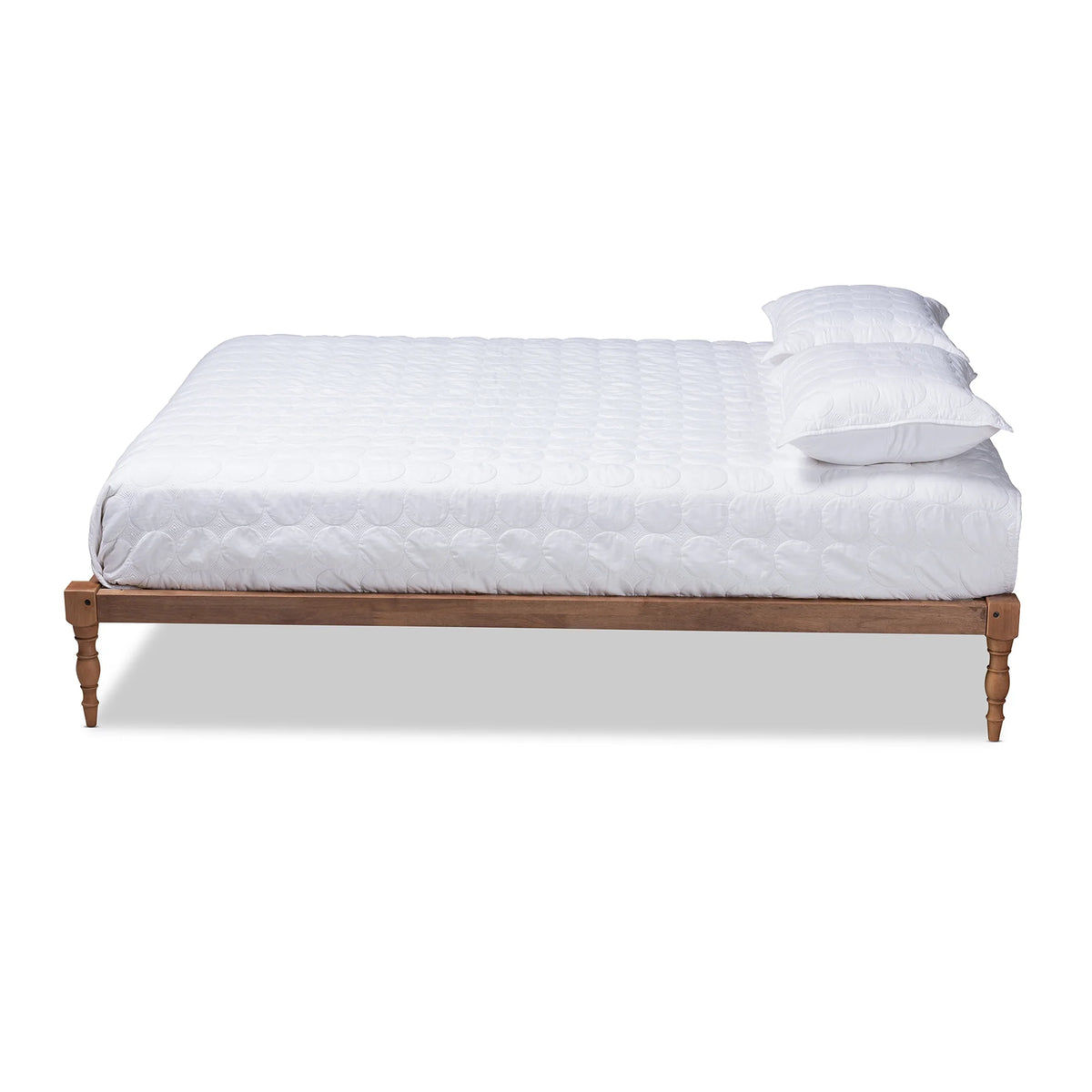 Walnut Brown Wood Queen Size Platform Bed Frame X59548