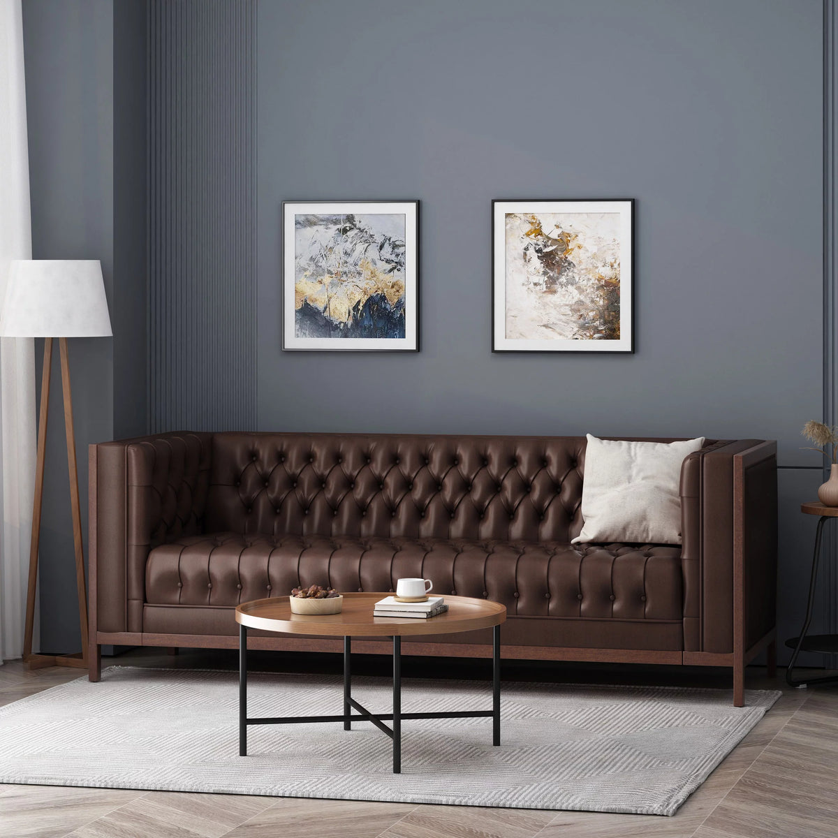 Dark Brown Faux Leather Sofa X756