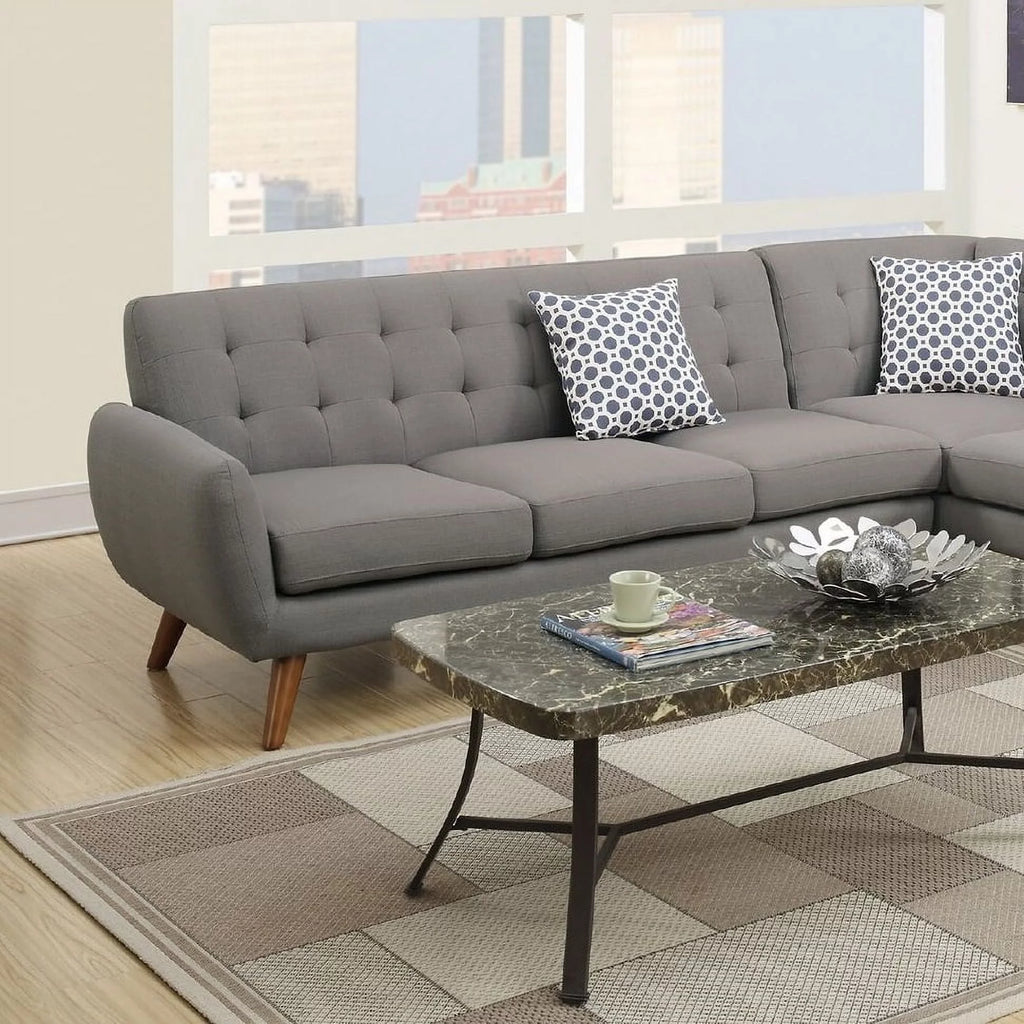 Grey Polyfiber Sectional Sofa with Chaise G199350