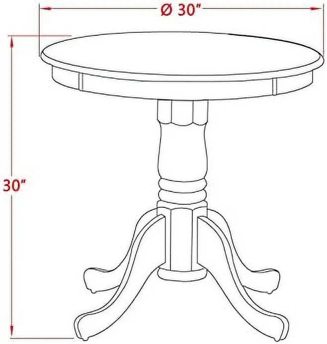 Round Solid Wood Dining Table with Pedestal Base 30x30 Inch P810