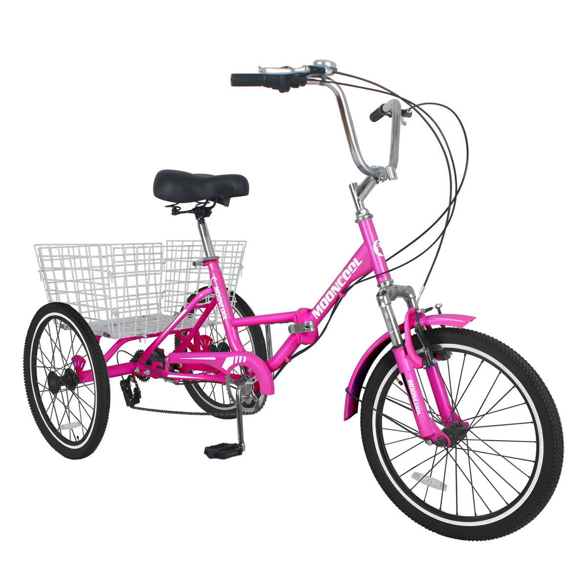20/24/26 Inch 7-Speed Folding Adult Tricycle with Cargo Basket P4360
