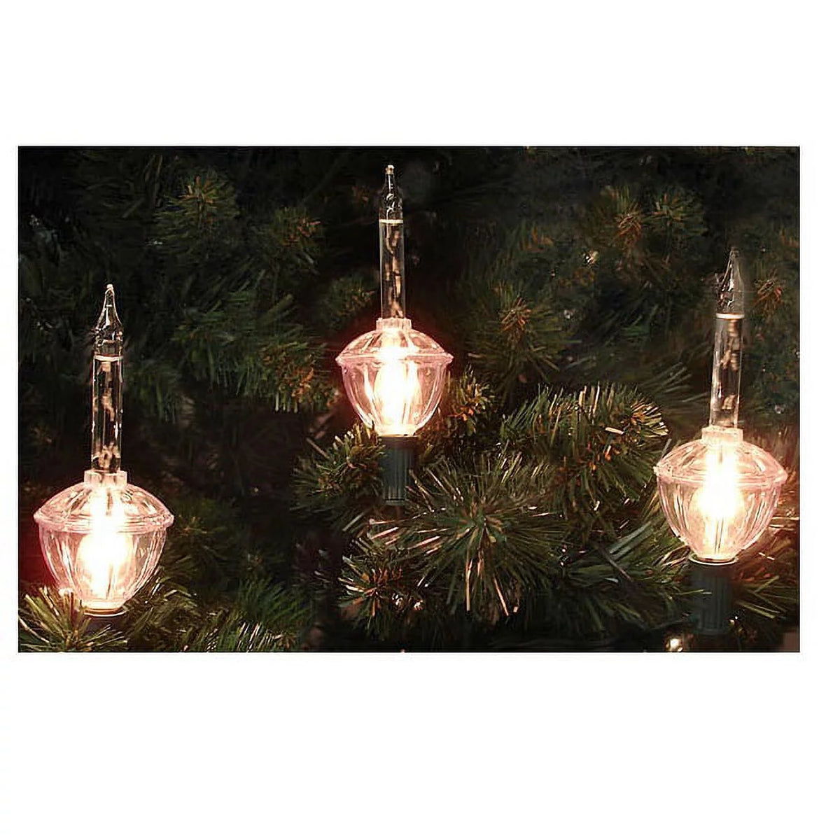 7-Count Clear Silver Glitter Christmas Bubble Light Set D465