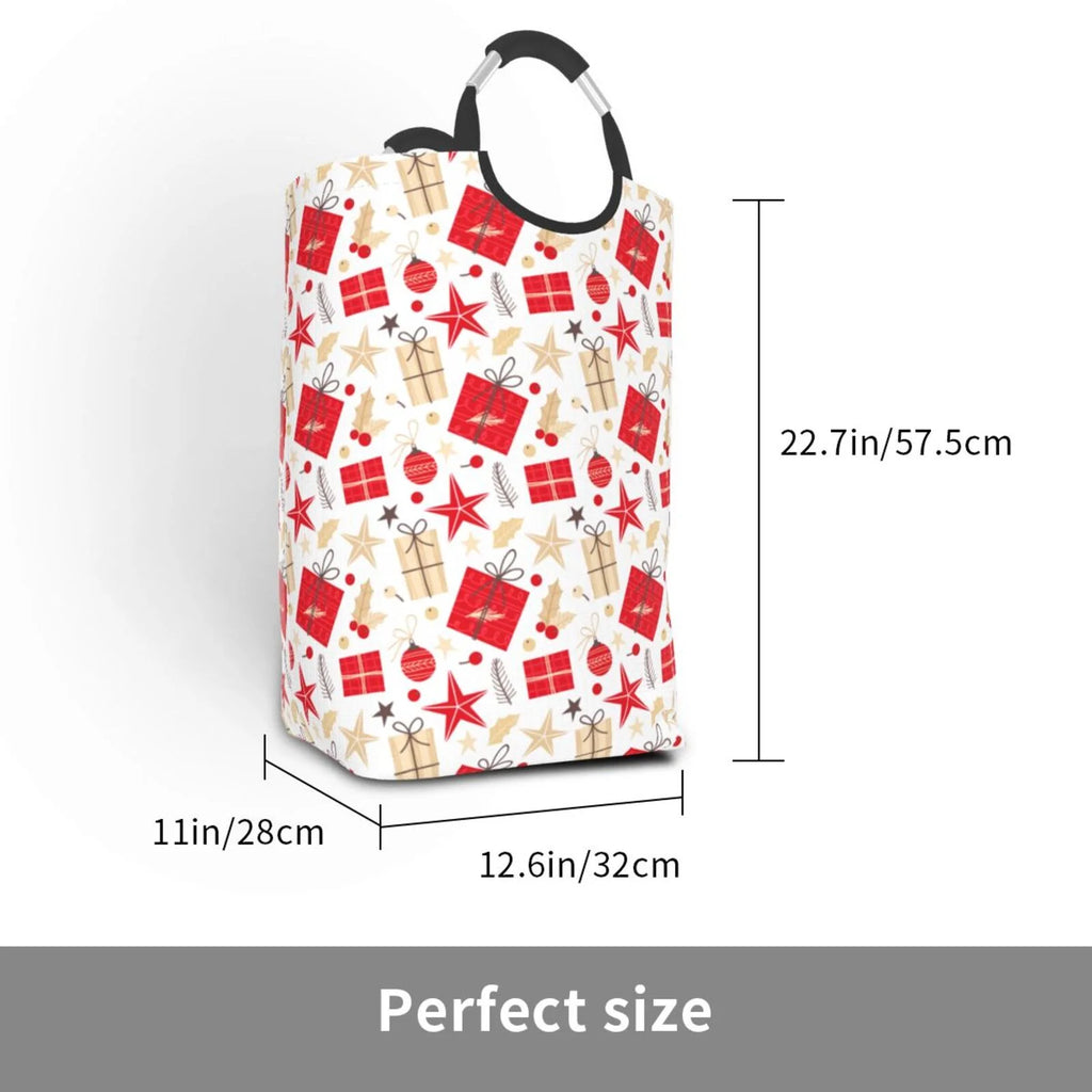 Collapsible Laundry Basket Hamper, Red Christmas Print 50L E17749