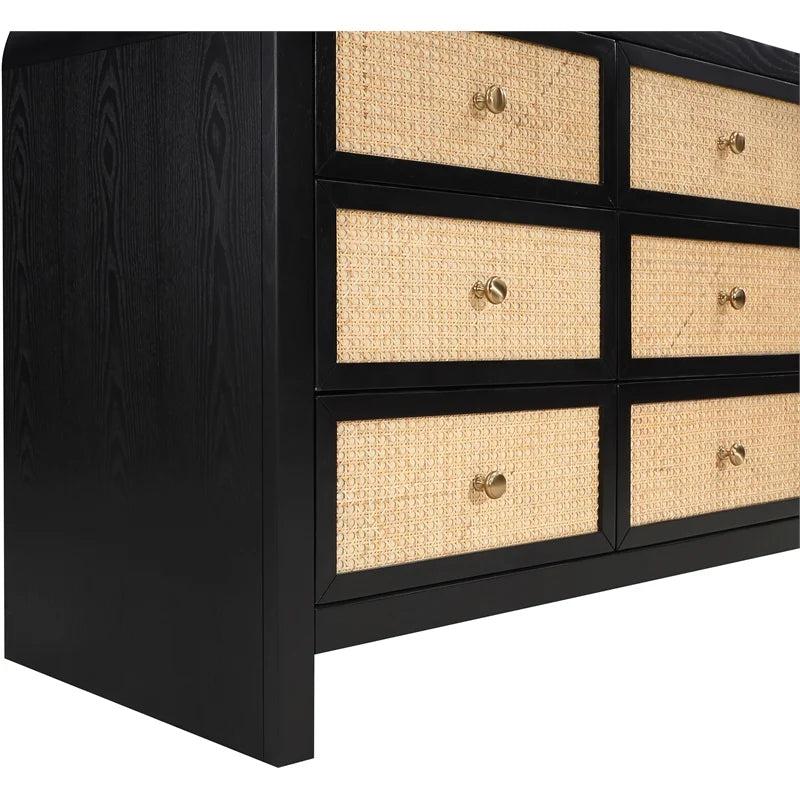 Black Ash Wood and Natural Cane Dresser N3352