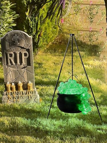 Black Plastic Cauldron Candy Bowl with Stand Y618