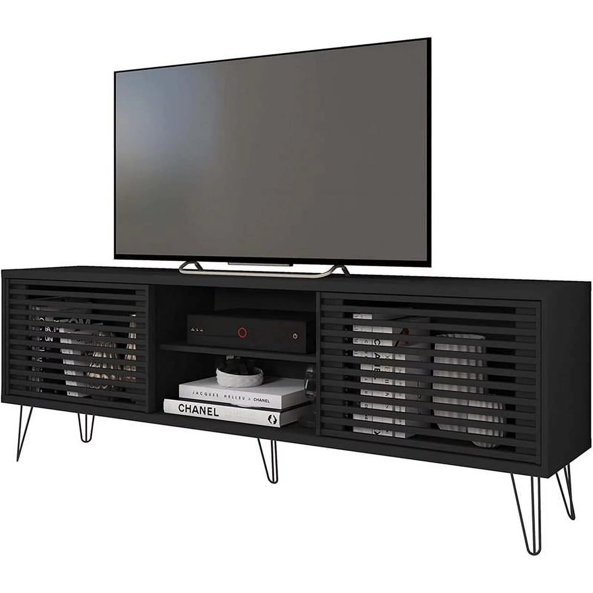 Black Mid-Century Modern TV Stand W991