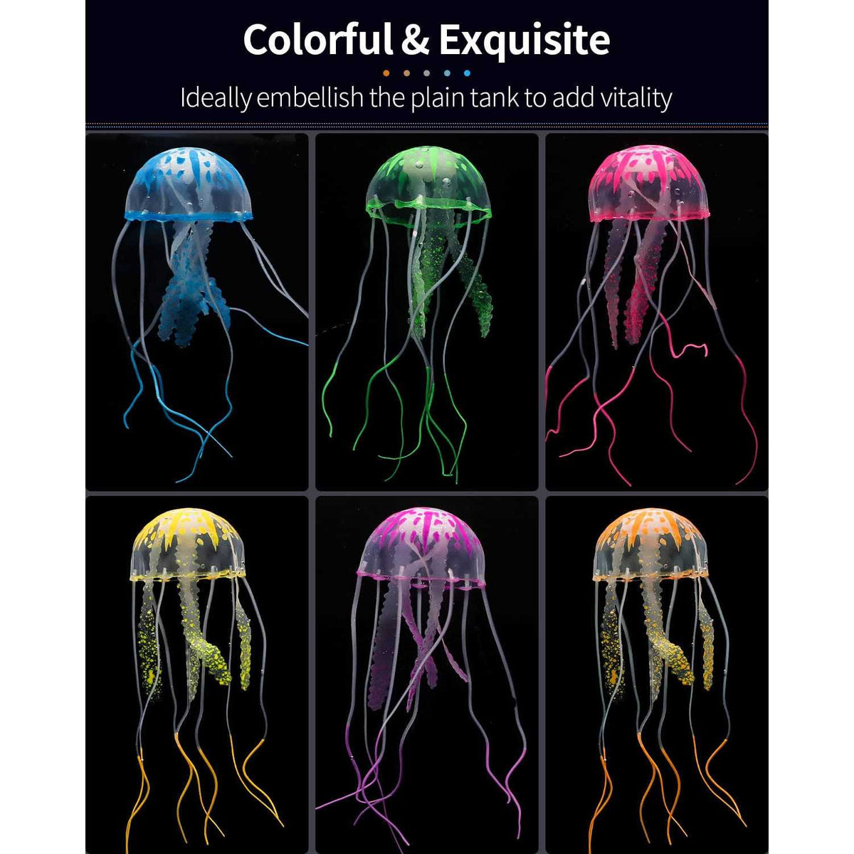 6 Pcs Glowing Jellyfish Aquarium Ornament W769797