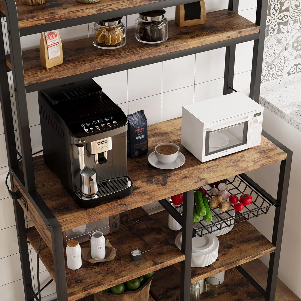 6-Tier Kitchen Rack with Wire Drawer P746144