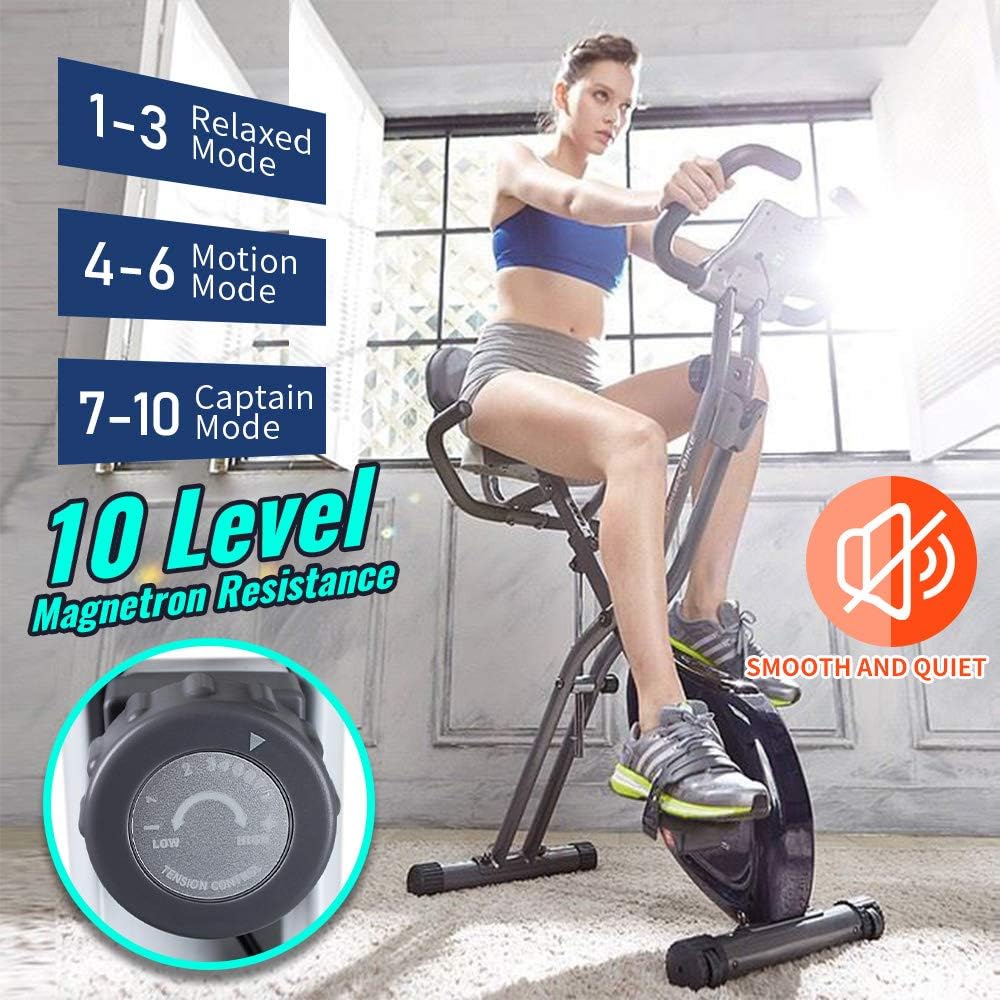 Blue Folding Exercise Bike with LCD Monitor T14703