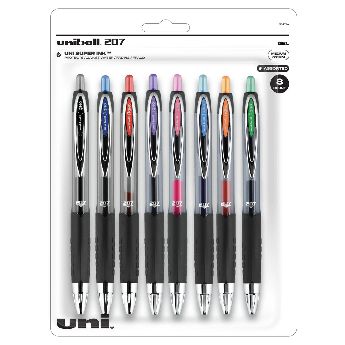 Retractable Gel Pens Medium Point 0.7mm Assorted Ink 8 Count G9244