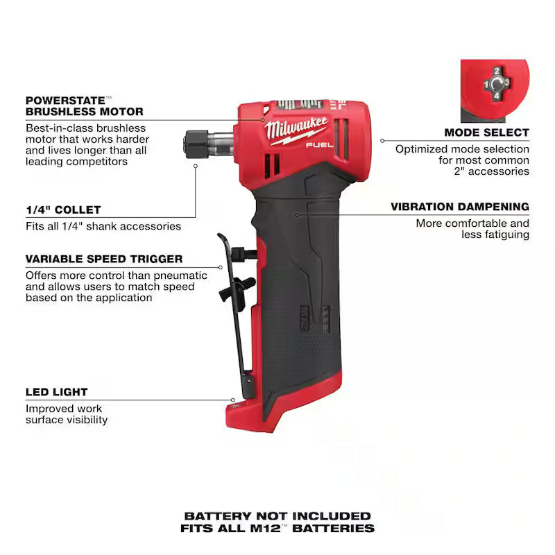 12V Lithium-Ion Brushless Cordless 1/4 in. Die Grinder Kit with Battery & Charger P70042