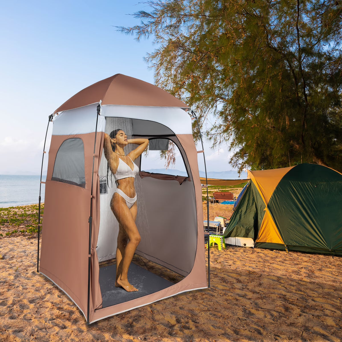 Portable Outdoor Shower Tent Camp Toilet Rain Shelter T5864