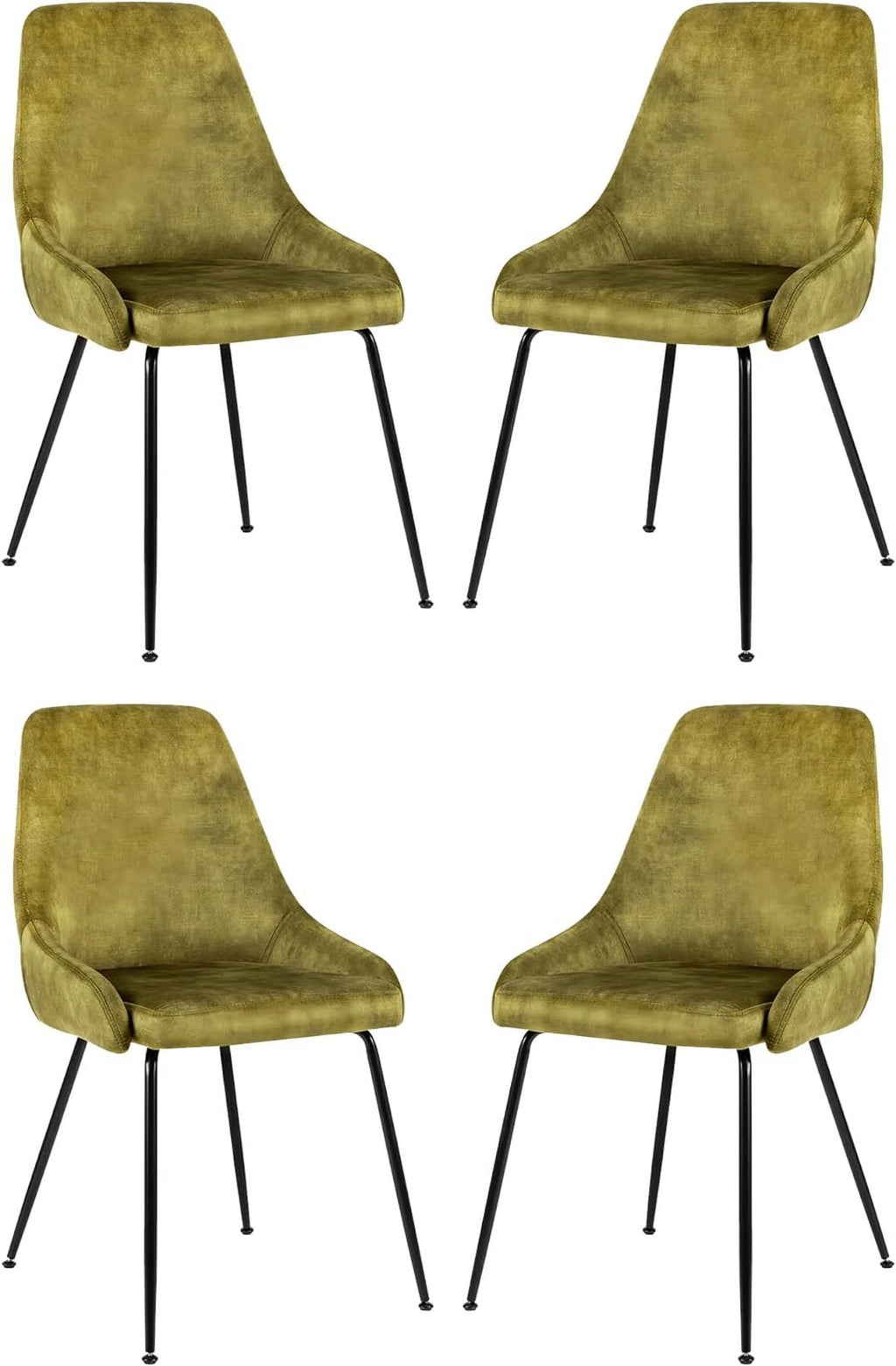5-Piece Wooden Dining Table Set with 4 Velvet Green Chairs C964