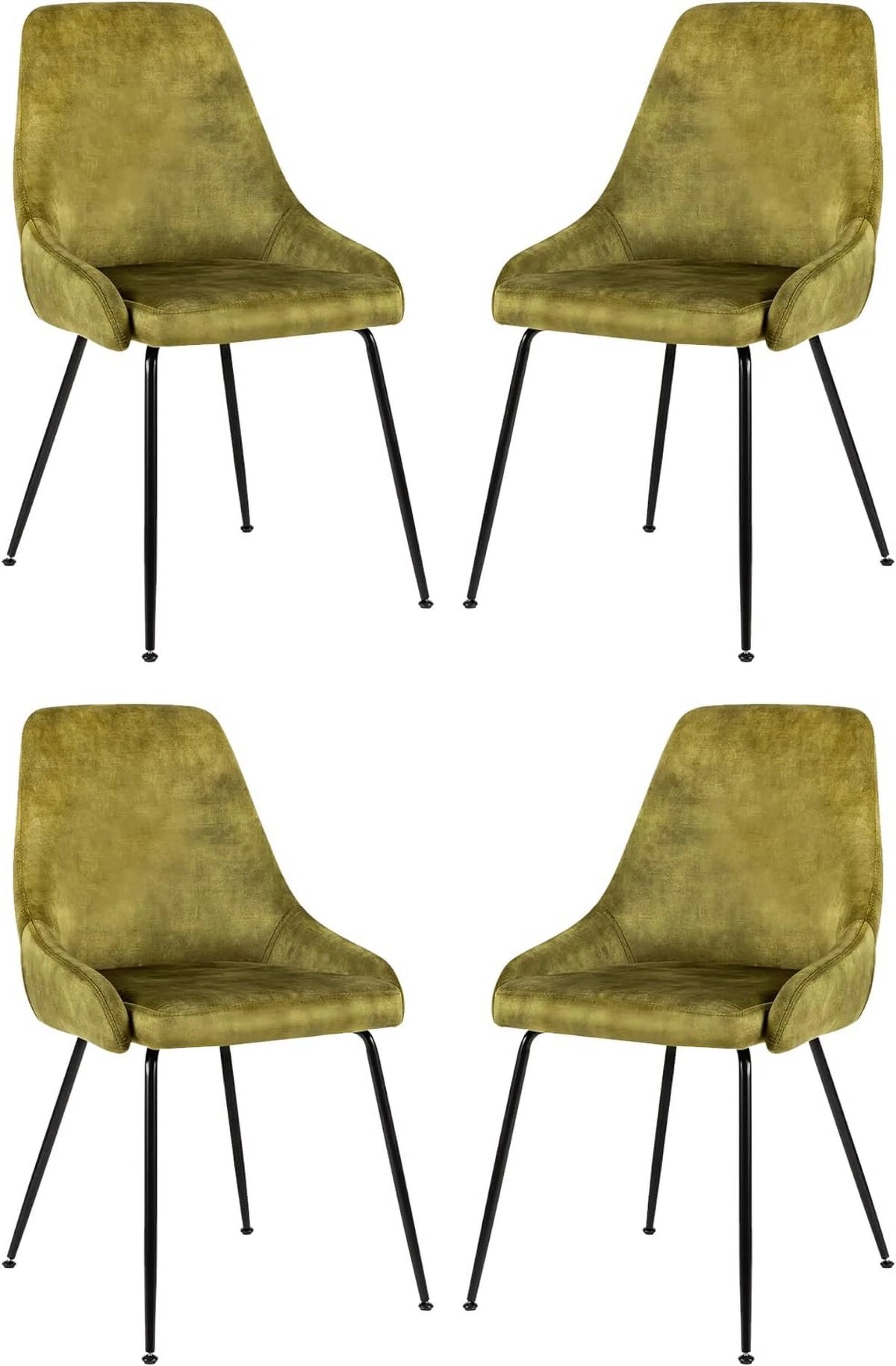 5-Piece Wooden Dining Table Set with 4 Velvet Green Chairs C964