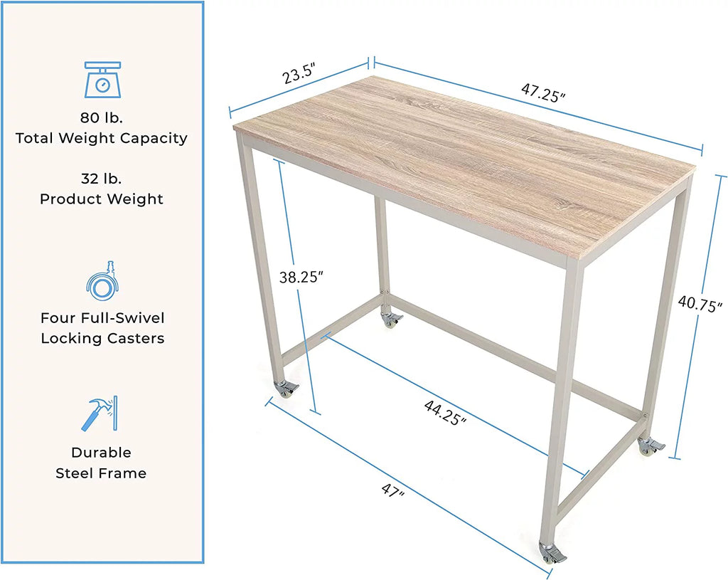 47" Mobile Workstation Table Black Maple J47581