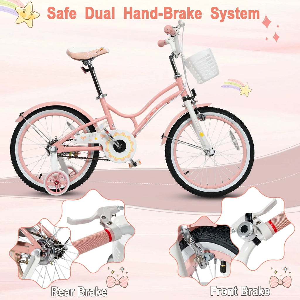 18 Inch Kids Bike with Training Wheels & Basket Purple Z600464