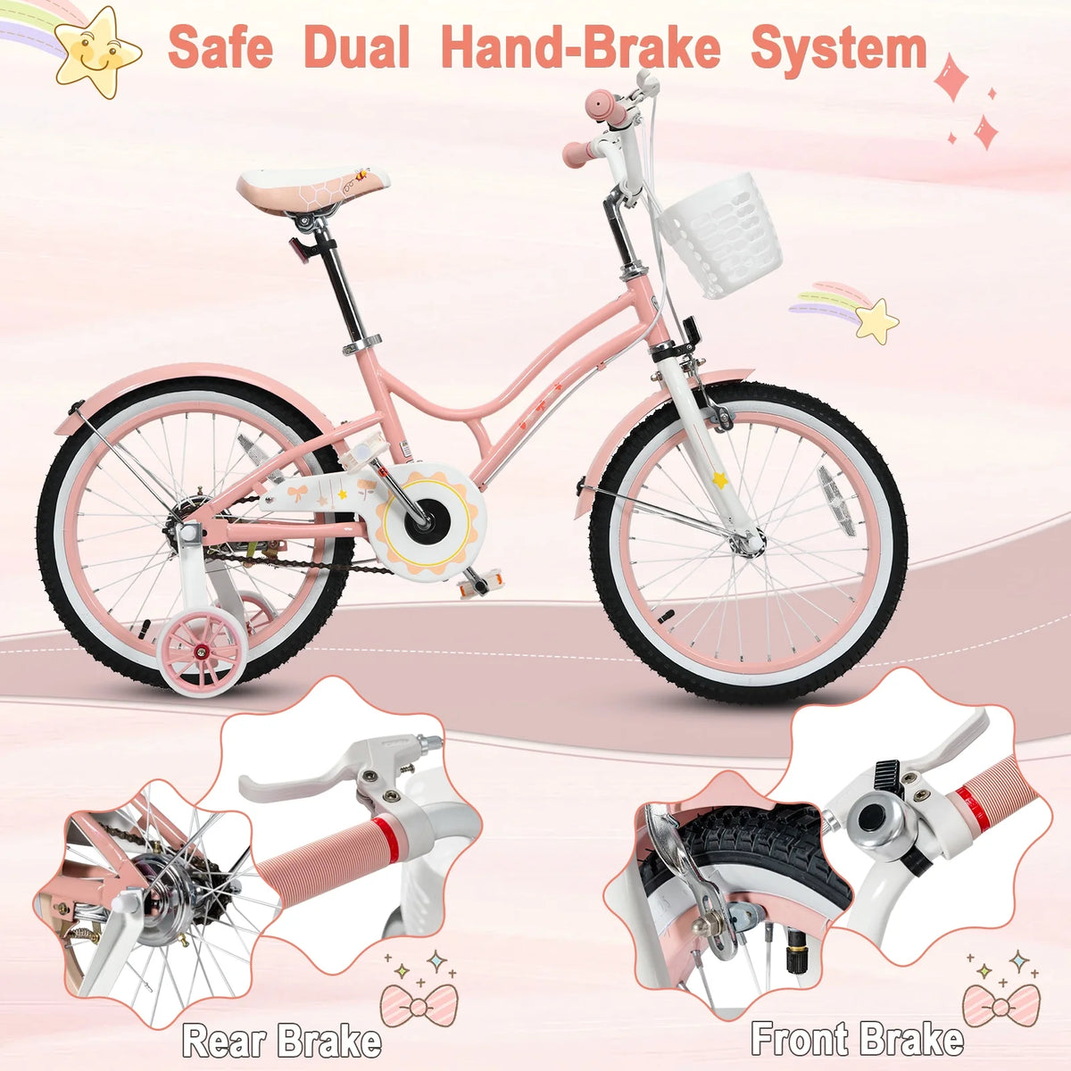18 Inch Kids Bike with Training Wheels & Basket Purple Z600464