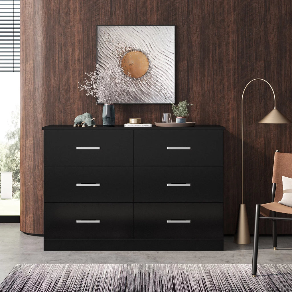 White 6 Drawer Wood Dresser R543