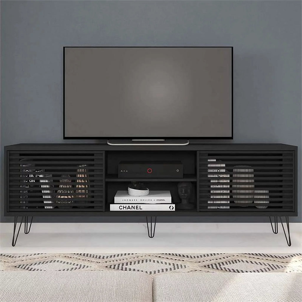 Black Mid-Century Modern TV Stand W991