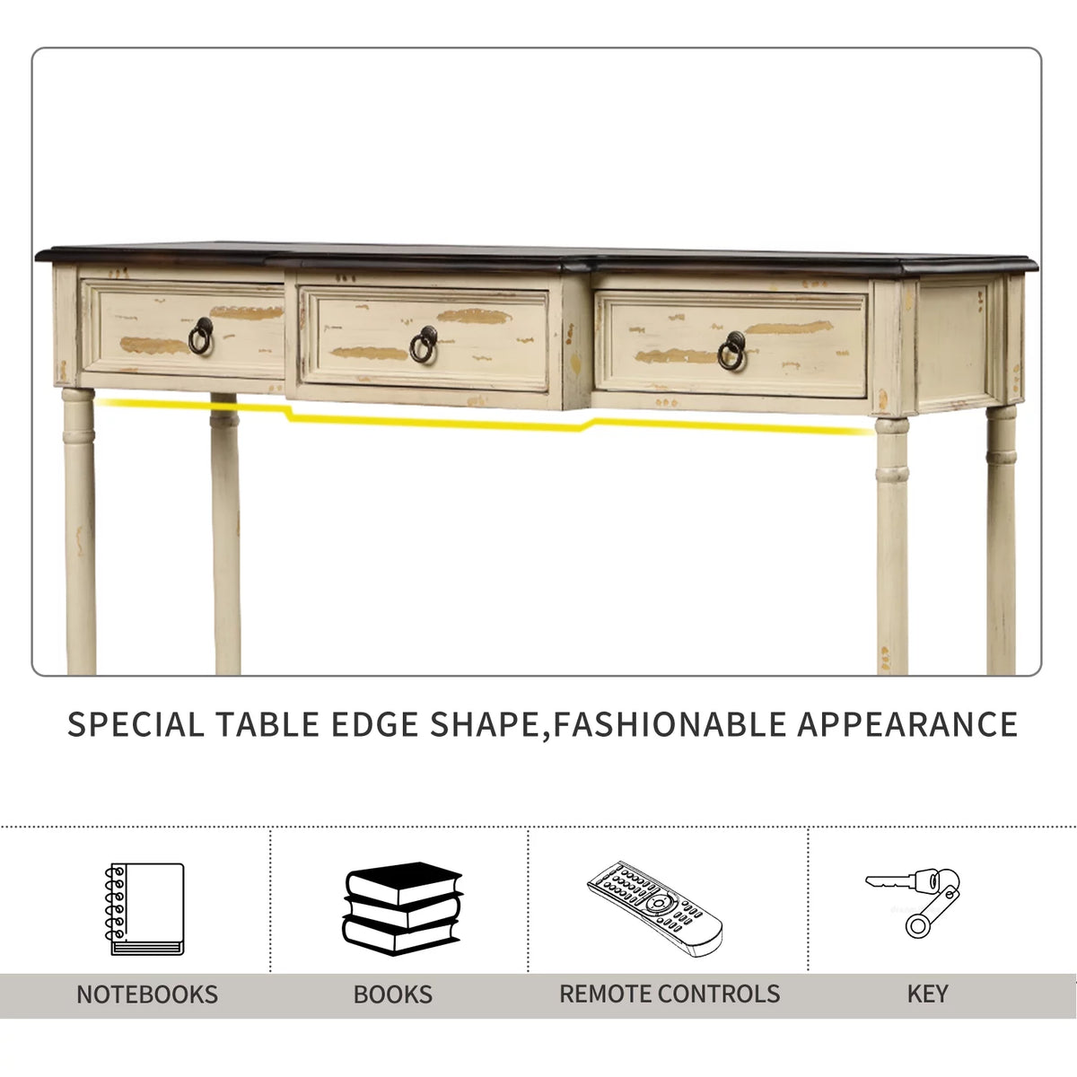 52" Wood Console Table with 3 Drawers and Shelf A504702