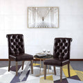 Brown Synthetic Leather Button Tufting Dining Accent Chair Set of 2 X407280
