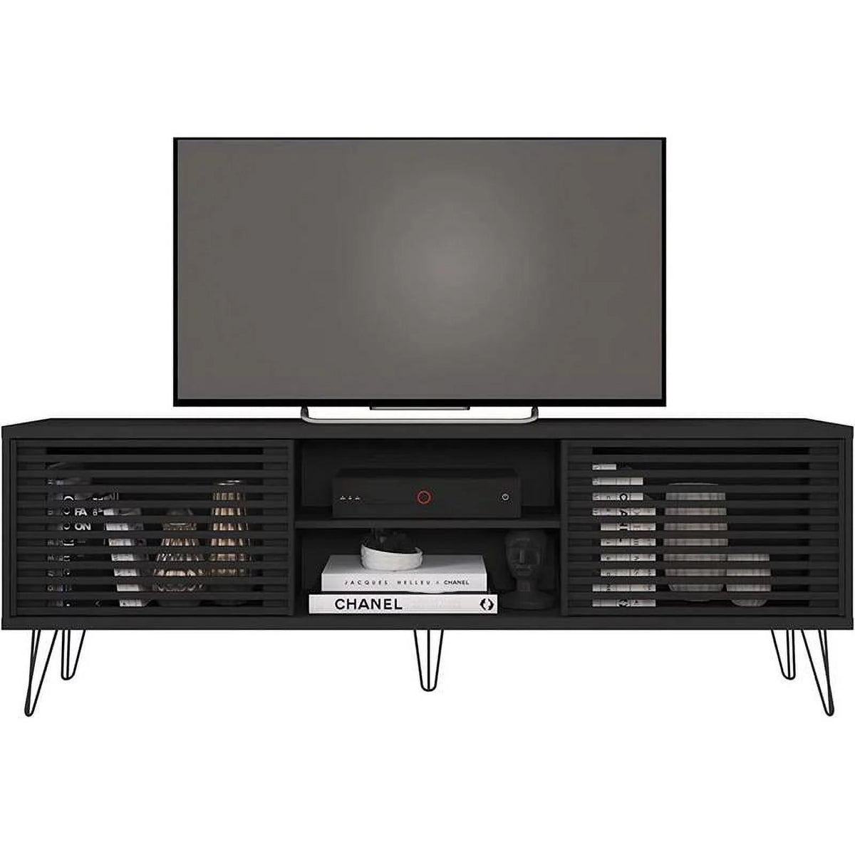 Black Mid-Century Modern TV Stand W991