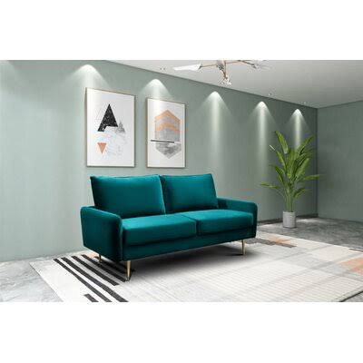 Dark Cyan Velvet Round Arm Sofa S8356