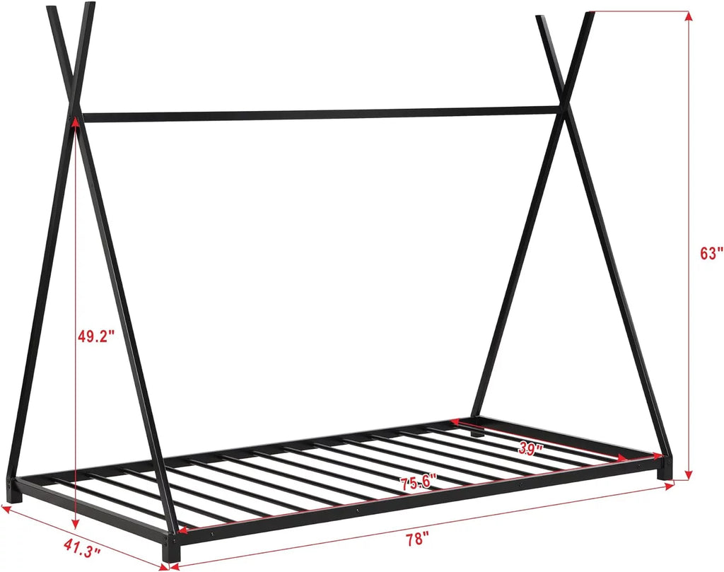 White Metal Toddler House Bed Frame S4389