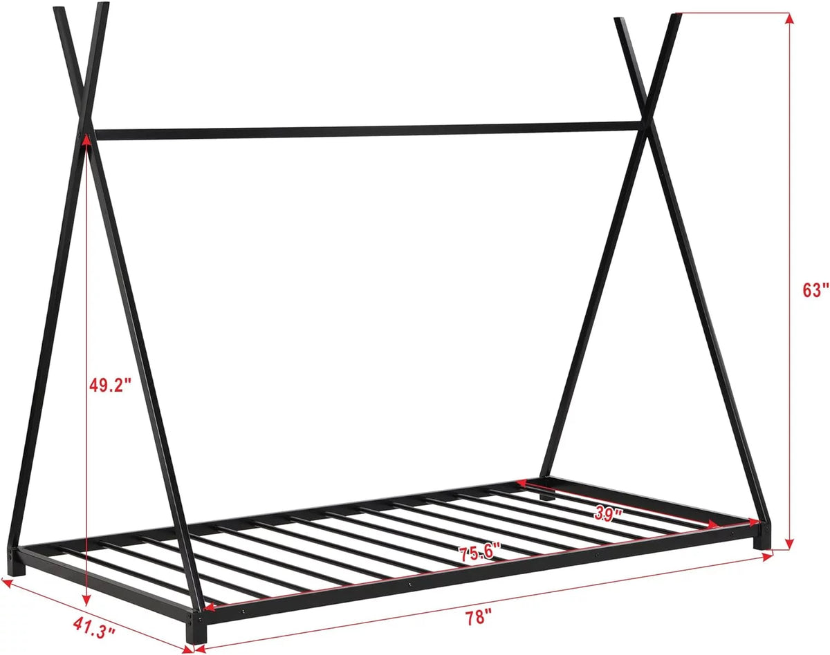 White Metal Toddler House Bed Frame S4389