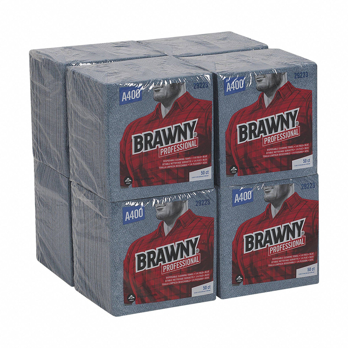 Medium Duty Airlaid 1/4 Fold Wipes, Blue, 50/Pack, 8 Packs/Carton O403