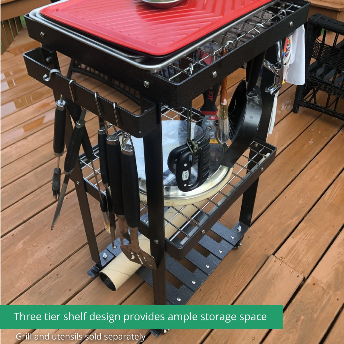 3-Tier Barbecue Prep Station and Serving Cart W842