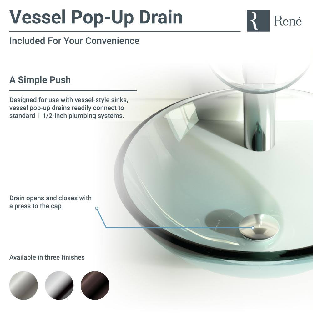 Glass Vessel Sink with Faucet, Sink Ring, and Pop-Up Drain L8464