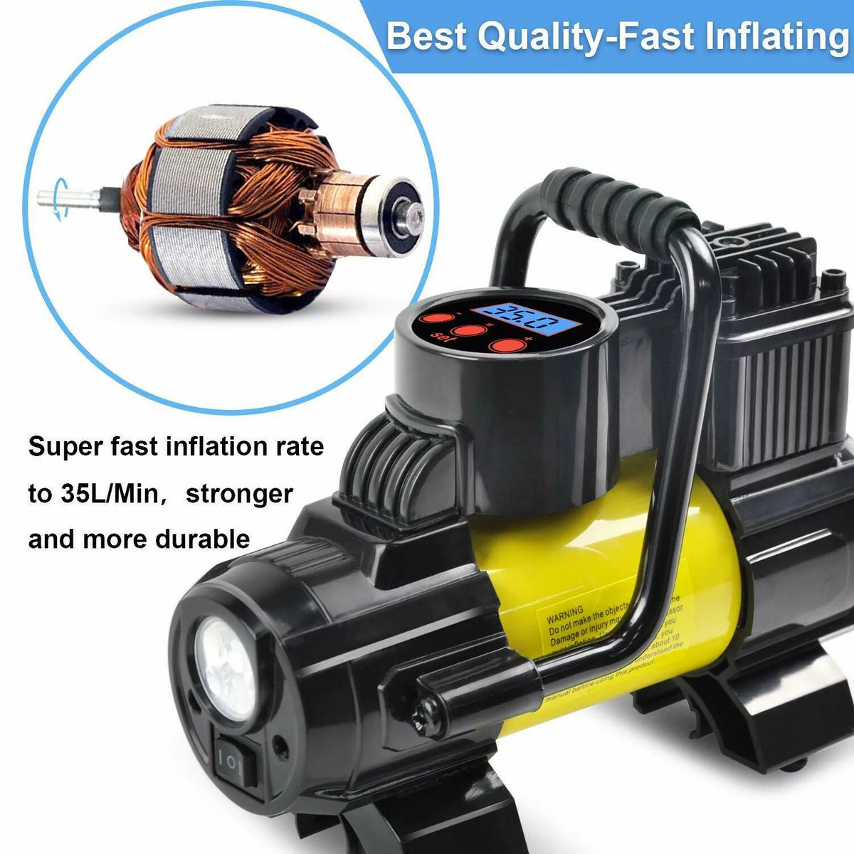 Heavy Duty Portable 12V Car Tire Inflator Pump Air Compressor 150 PSI G6558