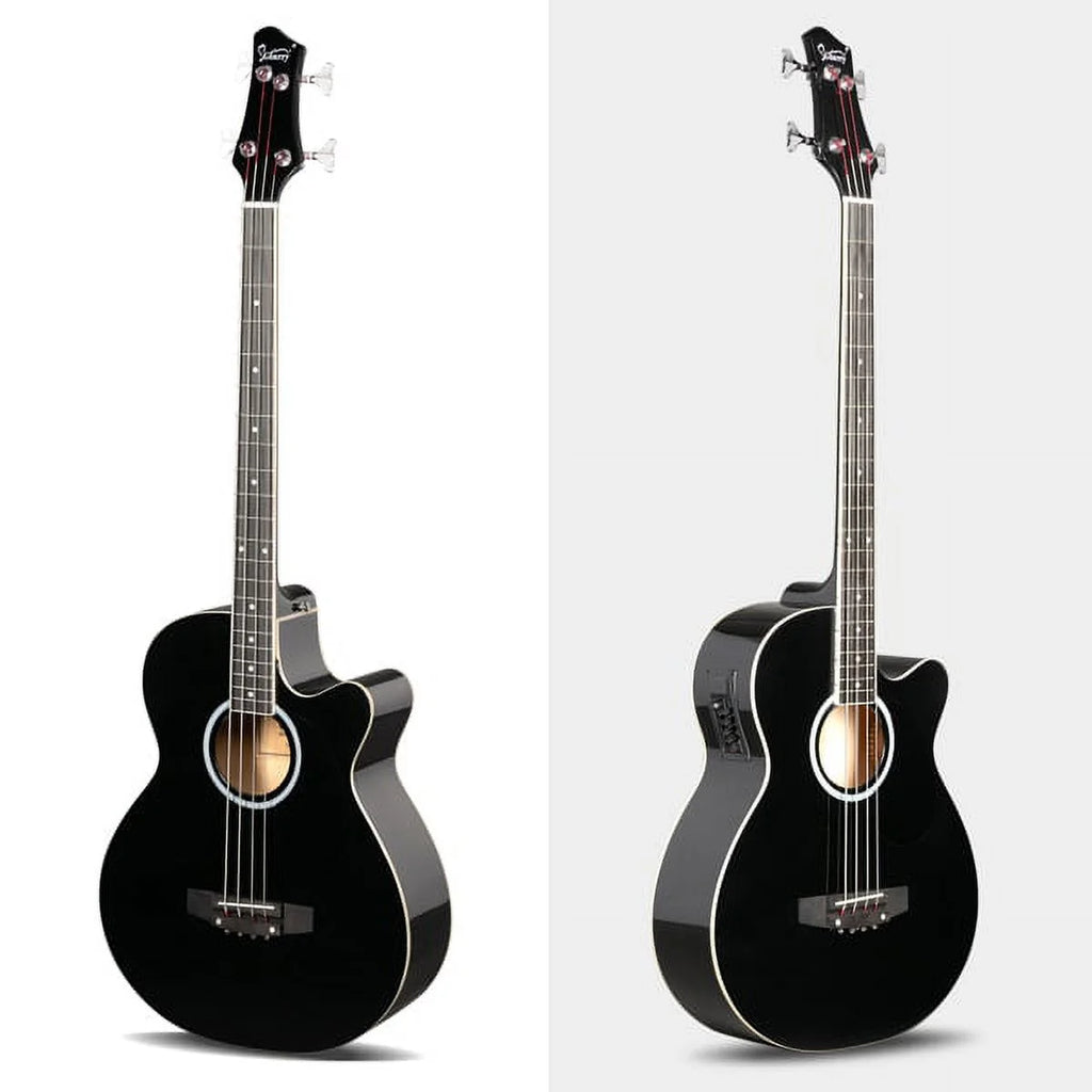 4 String Black Electric Acoustic Bass Guitar F16324