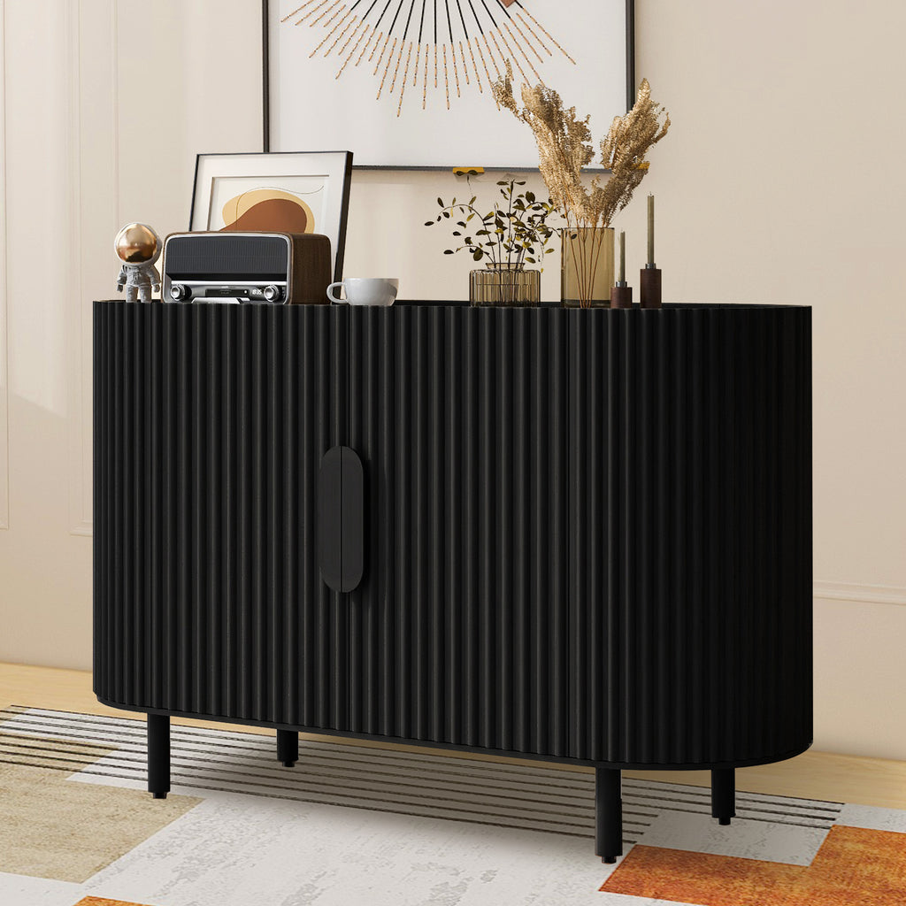 Black Curved Sideboard Cabinet with Adjustable Shelves M16783