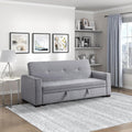 Grey Velvet Futon Sofa Bed with Storage F57526