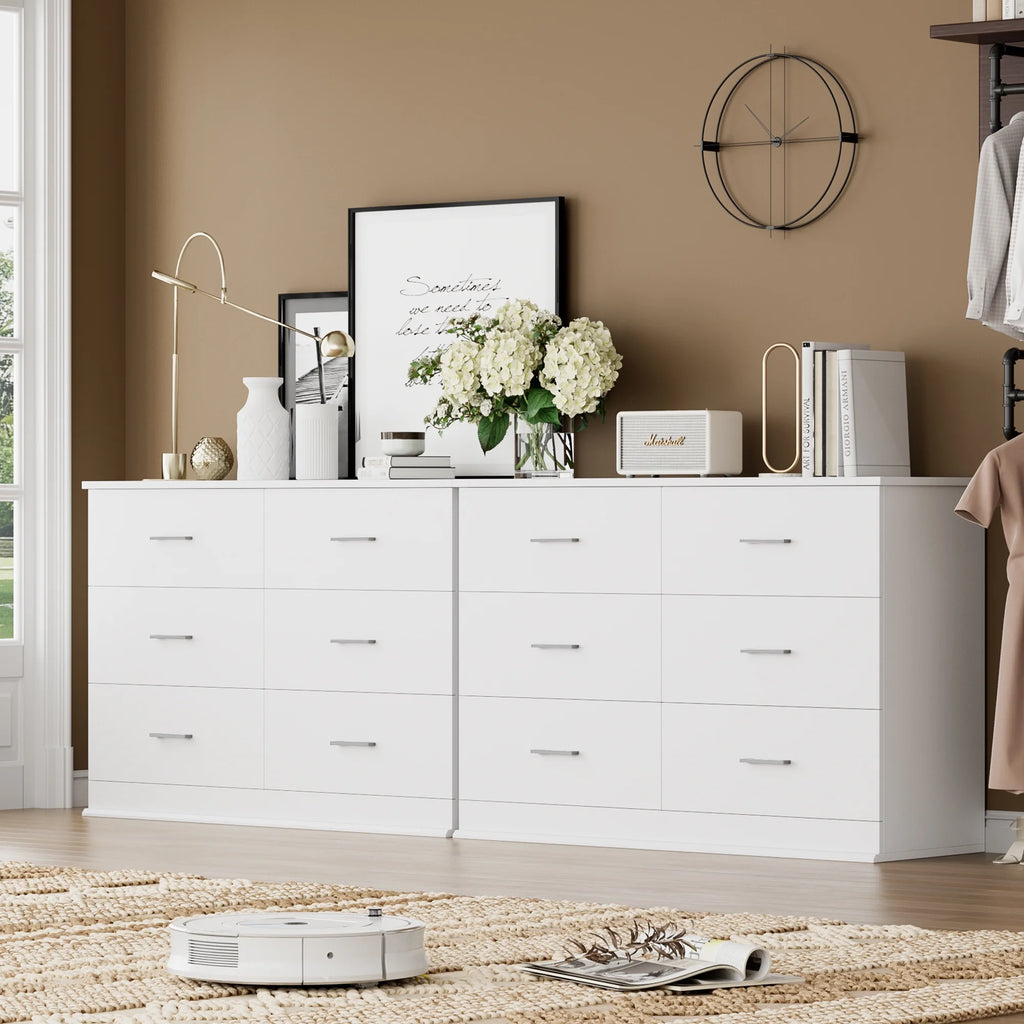 White 6 Drawer Wood Dresser R543