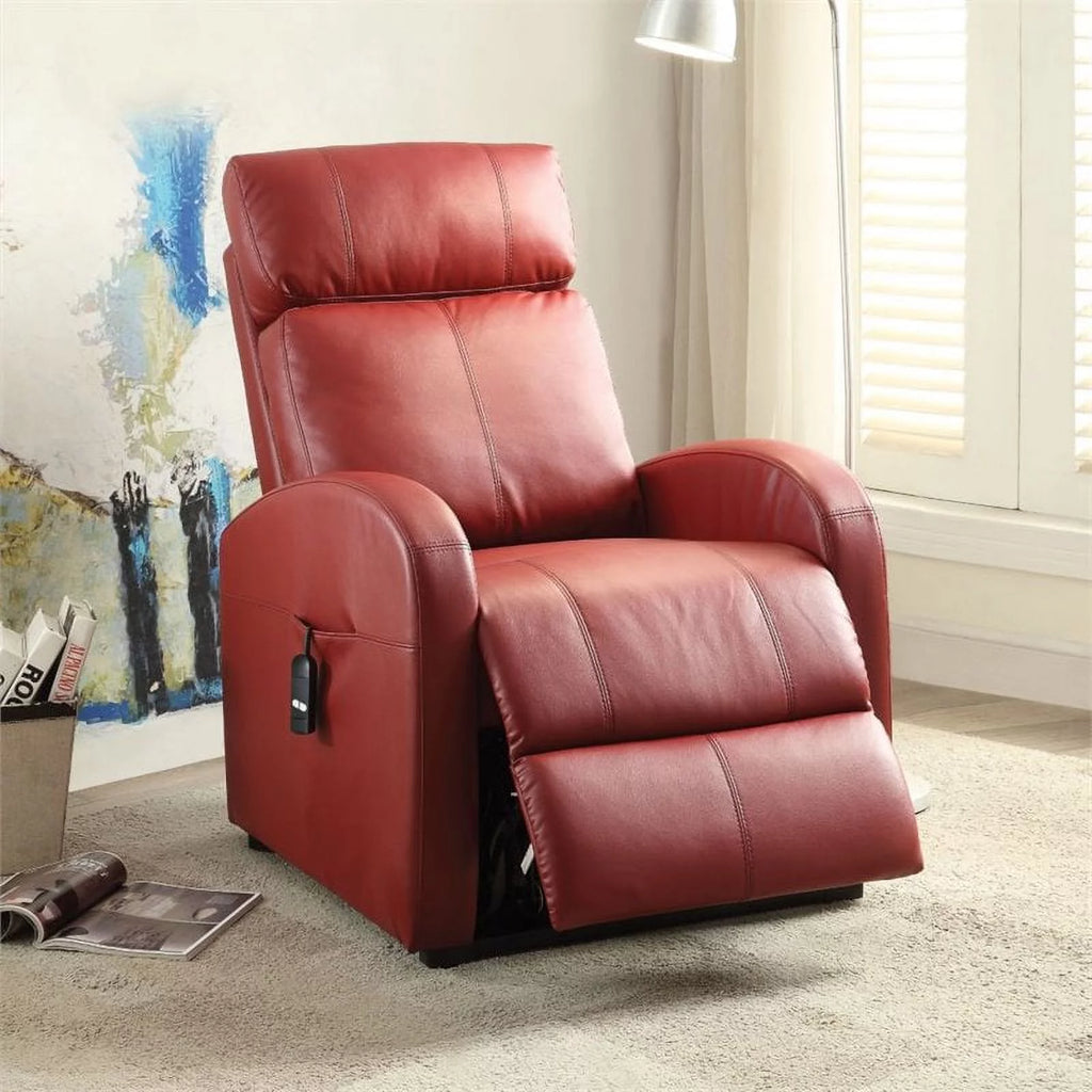 Red Faux Leather Power Lift Recliner N389