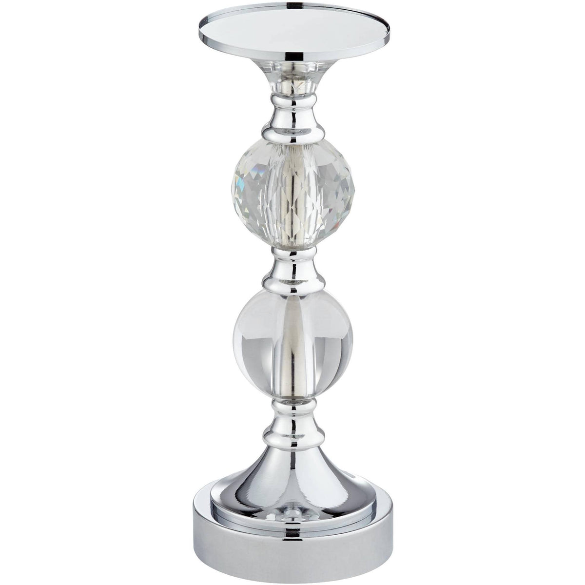 Chrome and Crystal Pillar Candle Holders Set of 3 P55578