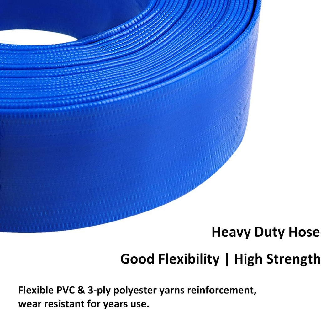 2 x 50' Blue PVC Lay-Flat Discharge Hose with Camlock Fittings A85731