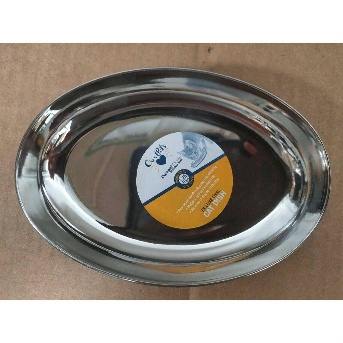 Oval Cat Dish with Rubber Bonded Bottom W32725