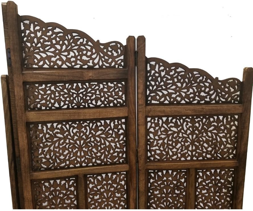 Hand Carved Foldable 4-Panel Wooden Room Divider H902