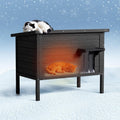 Outdoor Cat House Weatherproof Insulated Foam Wooden Cat Condos with PVC Door Flaps G44092