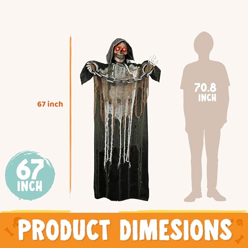 67" Life Size Animatronics Grim Reaper with Chain F689973
